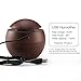 Ultrasonic Essential Oil Diffuser - Humidifier with LED Lights, Compact Size, Silent Operation and Easy-Travel USB Power (Deep wood grain)