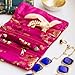Red Blossom Jewelry Roll Clutch Large - Silk Brocade (Cherry Blsm Gray)