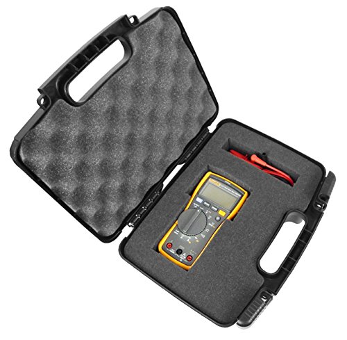 RUGGED Digital Multimeter Carrying Travel Hard Case with Dense Foam - Fits Fluke 115 , Fluke 117 , 87-V , 177 , 116 , 114 , 113 and More RMS MultiMeters , Leads and Accessories