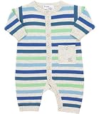 Bonnie Baby Blue Soft Striped Cashmere Playsuit, Sleepsuits and Playsuits, Baby boy