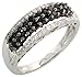 14 Karat Weissgold Damen Diamanten Ring, mit 0.72 Karat Brilliantschliff Weiss & Schwarz Diamanten, (7mm) breit