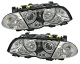 Produkt-Bild: Angel Eyes Scheinwerfer Set inkl. Frontblinker, passend f&uuml;r 3er BMW E46 (nur Limo. + Touring), Mod. Bj. -9/01, Ausf&uuml;hrung: Klarglas Chrom. Inkl. Motoren f&uuml;r elektr. LWR.