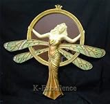 Art Nouveau Art Deco LADY DRAGONFLY FAIRY WALL MIRROR 3D Plaque