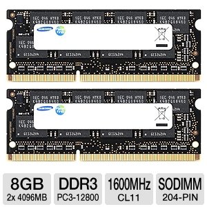 Samsung Electronics Extreme Low Voltage 30nm SODIMM 8 Dual Channel Kit DDR3 1600 (PC3 12800) 204-Pin DDR3 SO-DIMM MV-3T4G3D/US