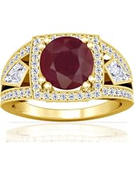 14K Yellow Gold Round Cut Ruby Ring With Sidestones