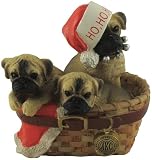 2.75 Amercian Kennel Club Pugs in a Basket Dog Christmas Figure