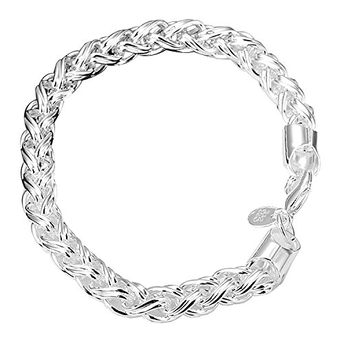 Abeillo Charm Women Lady 925 Sterling Silver Twisted Bracelet Chain Cuff Bangle Gift
