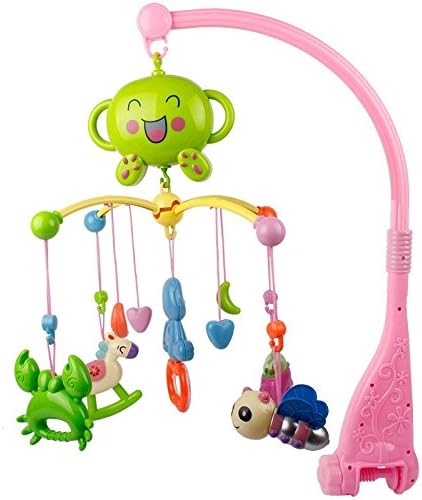 SMARTnet / Baby Infant Musical Mobile Bed Crib Hanging Toys Electric Bell Rattle Rotating+ Charger (Pink (monkey))