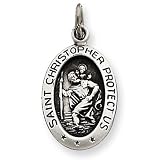 Sterling Silver Antiqued Saint Christopher Medal