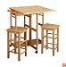 Winsome Wood Table Drop Leaf Square Stool, Natural