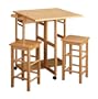 Winsome Wood Table Drop Leaf Square Stool, Natural