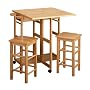 Winsome Wood Table Drop Leaf Square Stool, Natural