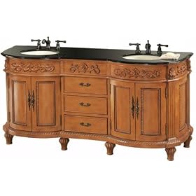 Chelsea Double Sink Cabinet, BLACK GRANITE, ANTIQUE OAK by Home Decorators Collection