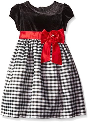 Jayne Copeland 2-6x Little Girls' Velvet with Lurex Check, Black, 4