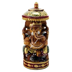 Small Hand Painted Wooden Ganesh Statue
