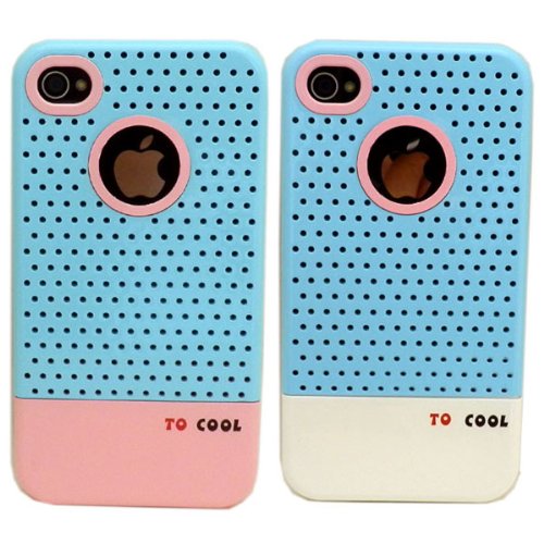 2つセットでお得　iPhone4/4S用ケース　W-Face(サックス)