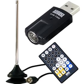 August DVB-T202 USB Freeview Tuner Stick - External PC TV Card with Digital (DVB-T) Television Receiver and PVR Style Recorder - Wintv Dongle Supported by Windows 7 / Vista / XP for Desktop and Laptop Computer
