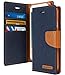 GOOSPERY Canvas Wallet for Apple iPhone 8 Plus Case (2017) iPhone 7 Plus Case (2016) Denim Stand Flip Cover (Navy)