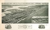 Aeroview of Margate City, New Jersey 1925., large historic panoramic map reprint 58x36