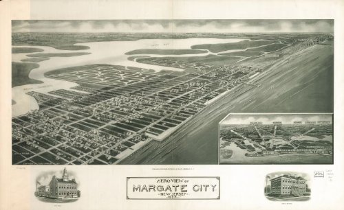 Aeroview of Margate City, New Jersey 1925., large historic panoramic map reprint 58x36