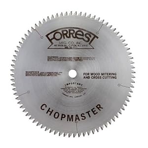 Click here to buy Forrest CM10806105 Chopmaster 10-Inch 80 Tooth ATBR Miter and Radial Saw Blade with 5 8-Inch Arbor.