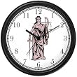 Statue of Justice: Blind-folded Holding Scales Wall Clock by WatchBuddy Timepieces (Slate Blue Frame)