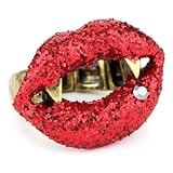 Betsey Johnson Glitter Critter Red Lip With Fangs S