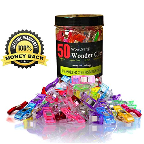 WowCrafts Wonder Clips 50 PACK,Sewing Clips,Quilting Clips,All-Purpose Craft Clips,Quilt Binding Clips No Pins,Clips for Crochet,Knitting,etc.