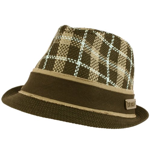 Cool Summer Plaid Retro 7 Fedora Trilby Hat Black L/XL