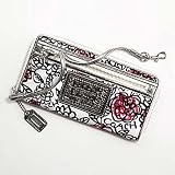 Coach Limited Edition Poppy Graffiti Flower Floral Zip Around Wallet Black White Multi