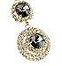 Qise Luxury Inlaid Rhinestone and Glass Dangle Earring (Black)