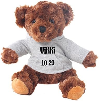Personalized Teddy Bear, IIT Cuddly Stuffed Animals Bear Toy, 7.8"/ 20cm Baby Birthday Bear Doll - My First Birthday Bear (Grey)