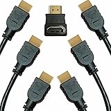 Fosmon&reg; (3 Packs) High Speed HDMI Cables 6FT + Right Angle (90 Degree) Male to Female HDMI Connector Adapter - (Gold Plated 30AWG HDMI Cable) Supports Full HD | 3D | 1080p | Ethernet | Audio Return