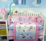 SoHo Boutique Mermaids Baby Crib Bedding Set with Gray Baby Carrier 8 pcs set