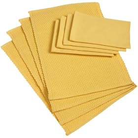Buy DII Checkerweave Table Linen, Sunflower Yellow, Set of 8 by DII