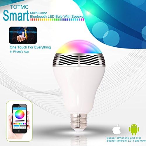 TOTMC Bluetooth Color Changing LED Light Bulb With Speaker - Smartphone Controlled Dimmable Smart LED Lights