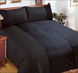 Hilton Black Luxurious Embellished Double Bed Size Duvet Cover Quilt Set & Pillow Case