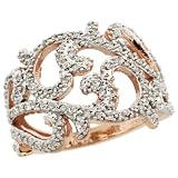 14k Rose Gold Swirl Ring, w/ 0.50 Carat Brilliant Cut Diamonds, 5/8" (16mm) wide, size 6