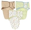 Summer Infant 3 Pack Cotton Knit Swaddleme, Green/Tan