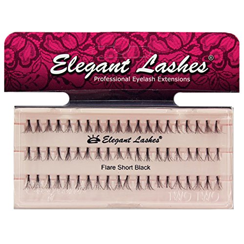 Elegant Lashes Individual Flare Short Black Eyelashes (Double Pack - 2 Trays)