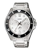 Casio Men's MDV106D-7AV Silver Stainless-Steel Quartz Watch with White Dial