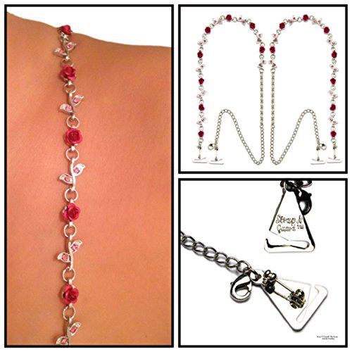 Strap N' Guard Women's Crystal Roses Pin Straps for Bra and Clothing