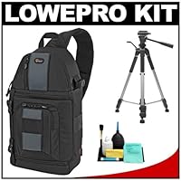 Lowepro Slingshot 202 AW Digital SLR Camera Backpack Case (Black) + Tripod + Accessory Kit for Canon Rebel T3, T3i, T1i, T2i, EOS 60D, 50D, 5D, 7D, Nikon D3000, D3100, D5000, D7000, D300s, Olympus Evolt E-5, E-30, E-620 and Sony Alpha A560, A580, A33, A55