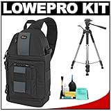 Lowepro Slingshot 202 AW Digital SLR Camera Backpack Case (Black) + Tripod  ....