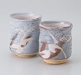 鼠志野湯呑（大・小セット）　　【千茶 美濃焼】