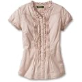 Printed Pintuck Ruffle Shirt