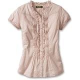 Printed Pintuck Ruffle Shirt