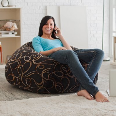 Fashion X-Large Swirl Suede Bean Bag Chair - HUD057