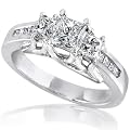 1.00ct TW Three-Stone Princess Diamond Engagement Ring in 14Kt Gold (HI/I1-I2)