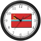 Flag of Uzbekistan (Old) Wall Clock by WatchBuddy Timepieces (Hunter Green Frame)